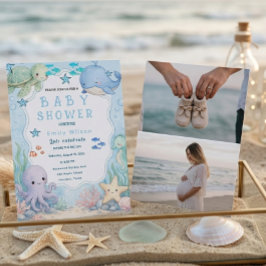 Modern Estetisk Strand Baby Shower Inbjudan