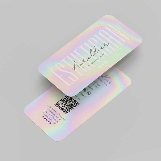 Modern esthetician Cosmetolog Holograf Visitkort (Modern Esthetician Cosmetologist Holographic Business Card
)