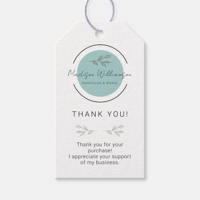 Modern Esthetician Stylist Spa Customer Tack Presentetikett (Framsidan)