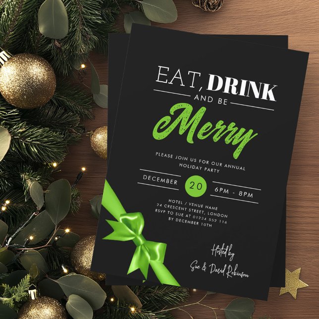 Modern etat, Drink Be God jul Grönt Svart Inbjudningar (Skapare uppladdad)