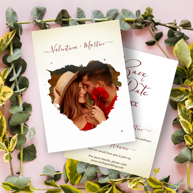 Modern Eternal Love Brustroke Photo Heart Wedding (Skapare uppladdad)