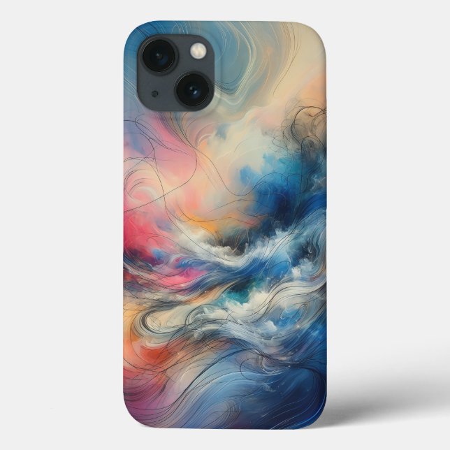Modern Ethereal Cloud Flow Phone Case Vibrant Blue (Baksida)
