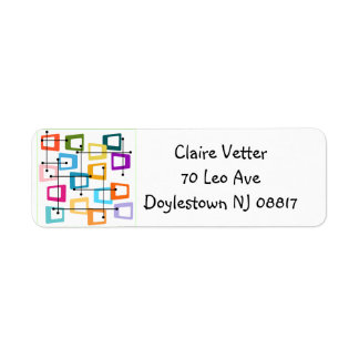 Modern etikett för atomårhundradet returadress etikett