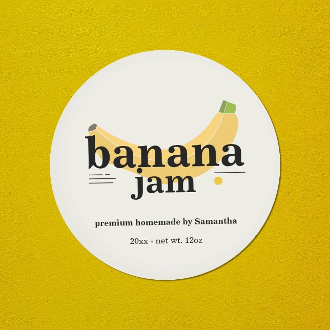Modern etikett för bananmarmalad (Modern Banana Jam Label Sticker)