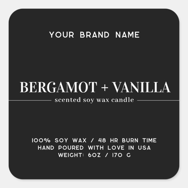 Modern etikett för enkel ljusmärkning (Framsida)