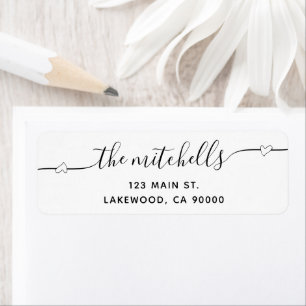 Modern etikett för Heart Script Calligraphy Modern Returadress Etikett