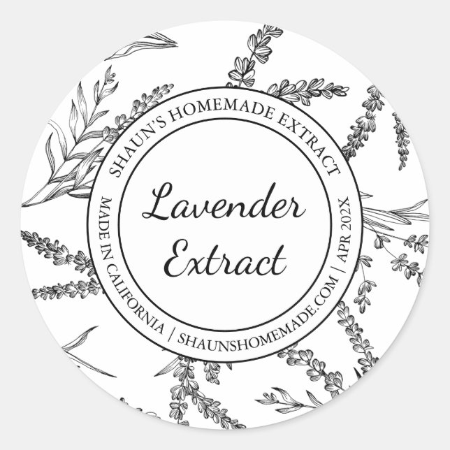 Modern etikett för Lavender Extract Sketch (Framsida)