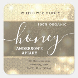 Modern etikett för lyxhonung i gnistra burk