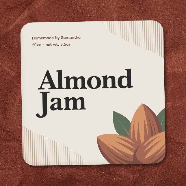 Modern etikett för mandelmarmelad  (Modern Almond Jam Label Sticker )