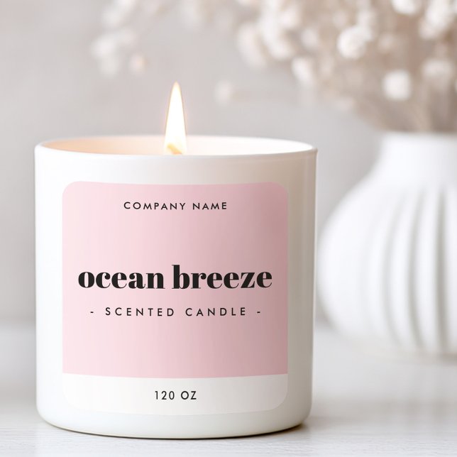 Modern etikett för minsta kvadratiska rosa (Modern minimal pink square product label)
