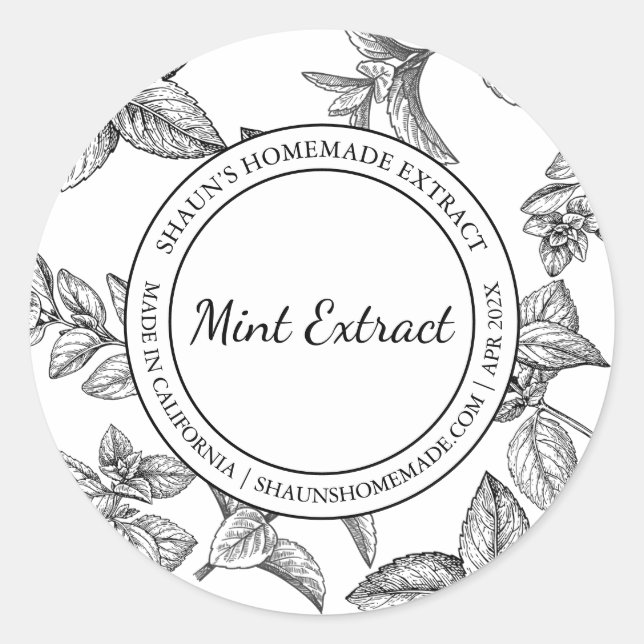 Modern etikett för Mint Extract Sketch (Framsida)