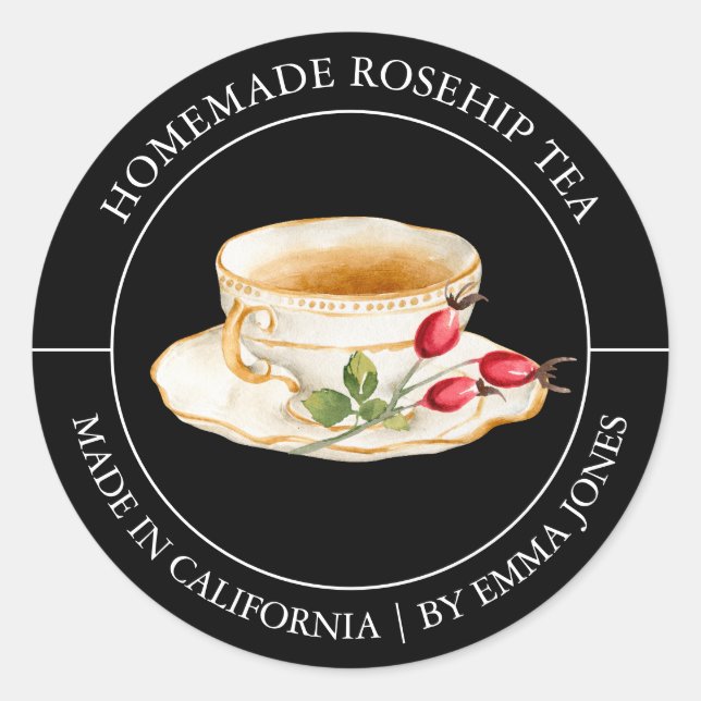 Modern etikett för rosehöft Tea (Framsida)