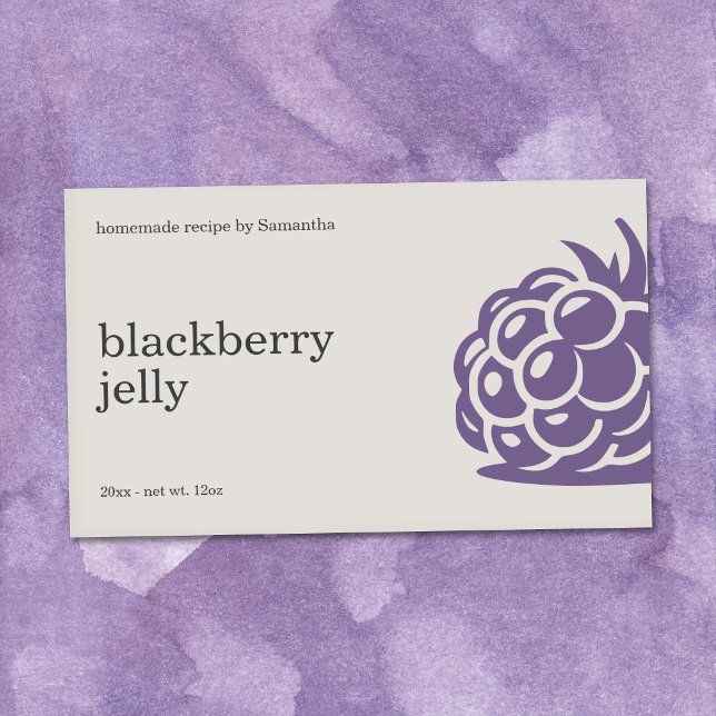 Modern etikett för svartbärsgelé på kruka (Modern Blackberry Jelly Jar Label Sticker)
