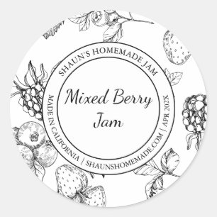 Modern etikett med blandad berry Sylt Sketch