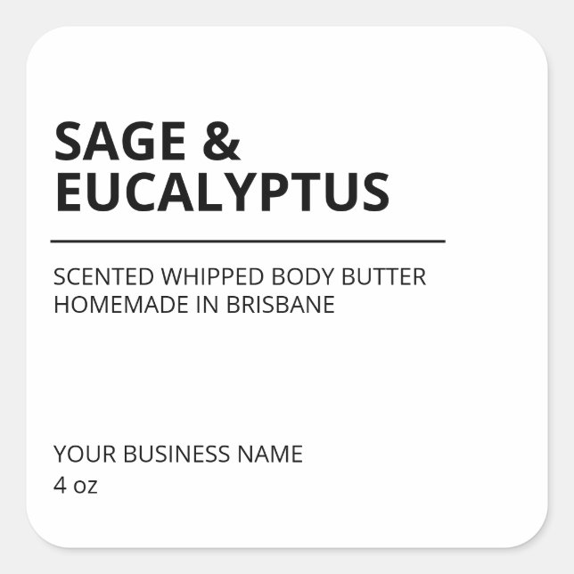 Modern etikett på vitt pipettstam (Framsida)