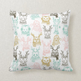 Modern etsad jul för stilskogsmarkdjur kudde