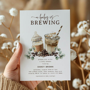 Modern 'Ett barn bryggs' Kaffe Babyshower Inbjudningar