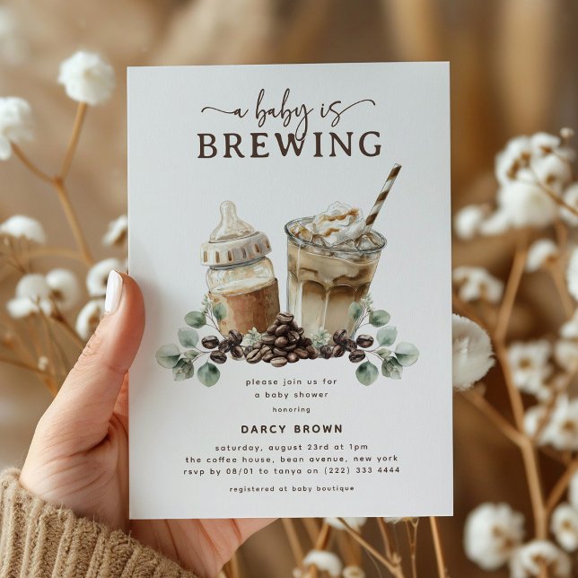 Modern 'Ett barn bryggs' Kaffe Babyshower Inbjudningar (Skapare uppladdad)