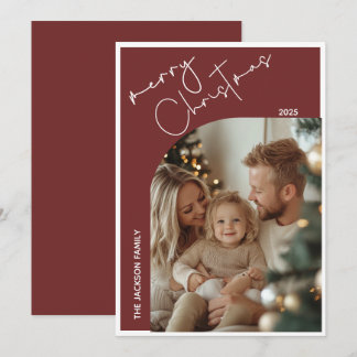 Modern ett foto med rött minimalistiskt God jul Julkort