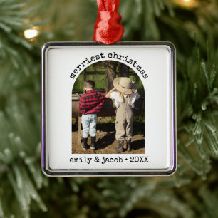 Modern ett foto-minimalistiskt enkelt jultomte julgransprydnad metall