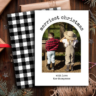 Modern ett foto-minimalistiskt enkelt jultomte julkort