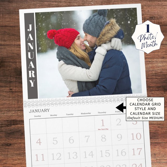Modern ett foto per månad och kollage på hölje kalender (Skapare uppladdad)