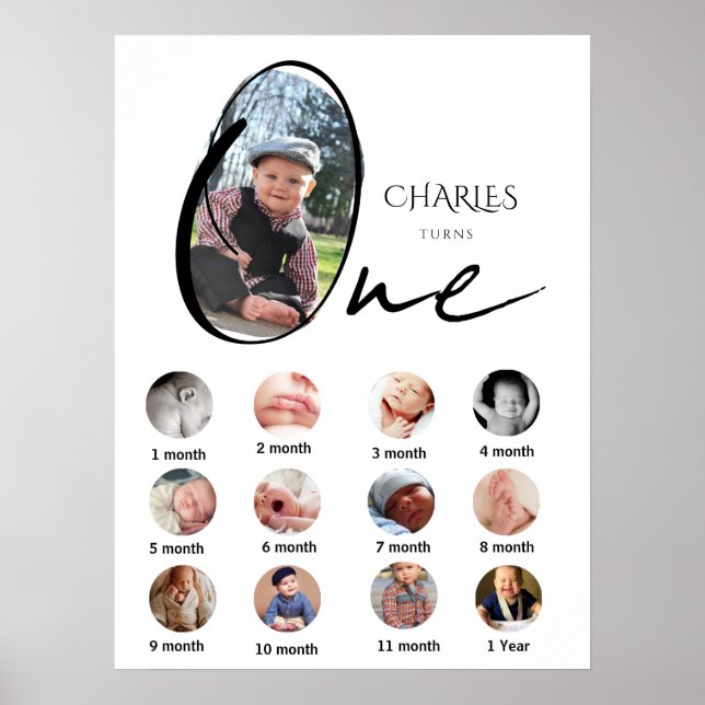 Modern ettårsjubileum fotokollektion poster (Framsidan)