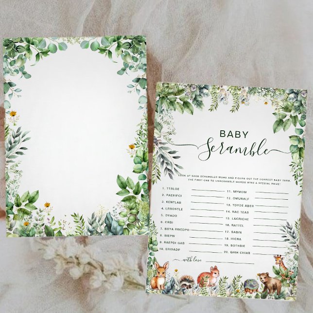 Modern Eucalyptus Baby Shower Ord Scramble Game (Skapare uppladdad)