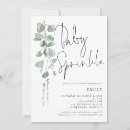 Modern Eucalyptus Baby Sprinkle-inbjudan Inbjudningar