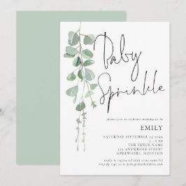 Modern Eucalyptus Baby Sprinkle-inbjudan Inbjudningar