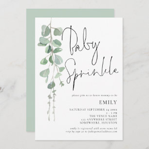 Modern Eucalyptus Baby Sprinkle-inbjudan Inbjudningar