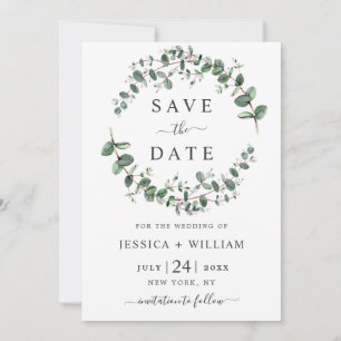 Modern Eucalyptus Blommigt Geometric Ram Bröllop S Spara Datumet