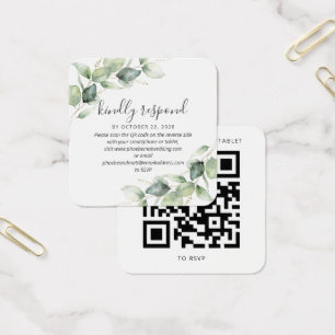 Modern Eucalyptus Botanical Bröllop QR Code OSA Fyrkantigt Visitkort