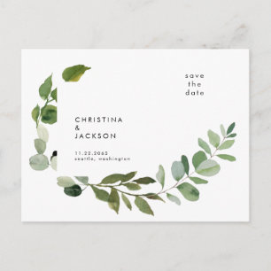 Modern Eucalyptus Botanical Bröllop spara datum Vykort