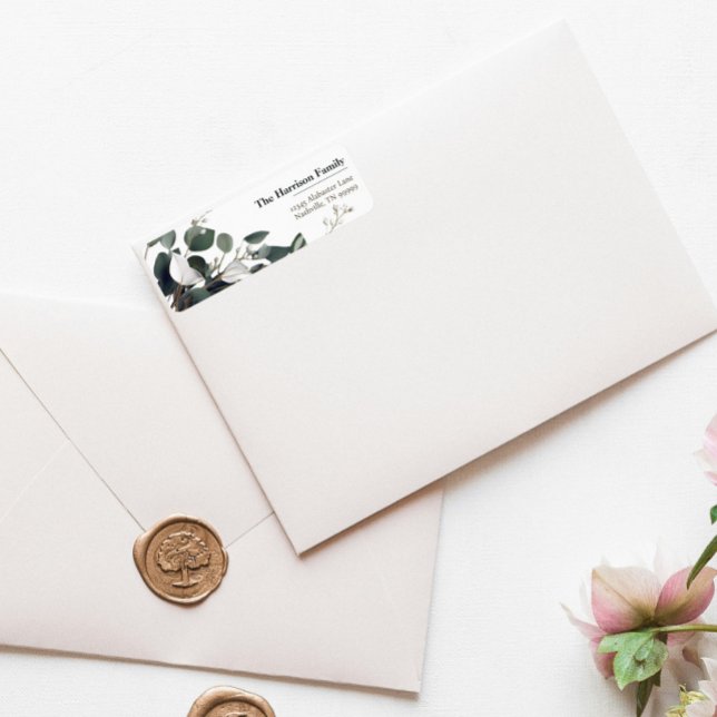 Modern Eucalyptus Bröllop Adress Returadress Etikett (Modern Eucalyptus Wedding Return Address Label)