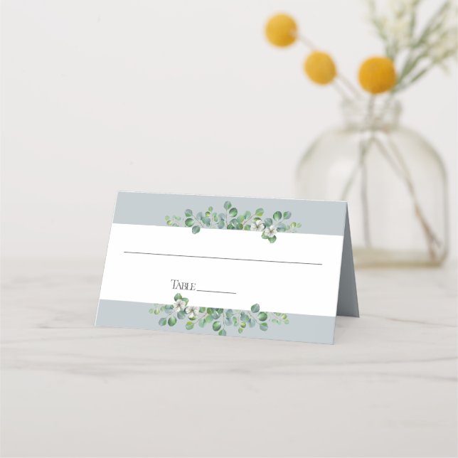 Modern Eucalyptus Bröllop Bord Placeringskort (Framsida)