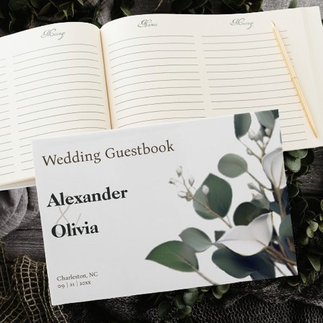 Modern Eucalyptus Bröllop Gästböcker (Modern Eucalyptus Wedding Guest Book)