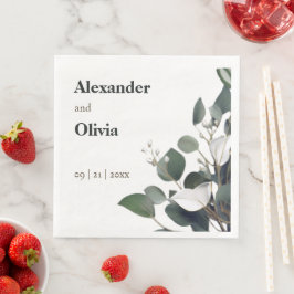 Modern Eucalyptus Bröllop Pappersservett