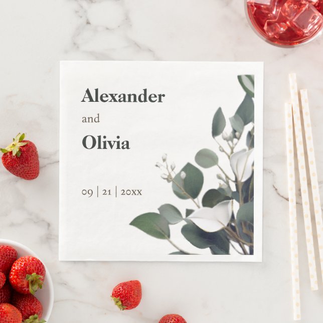 Modern Eucalyptus Bröllop Pappersservett (Insitu)