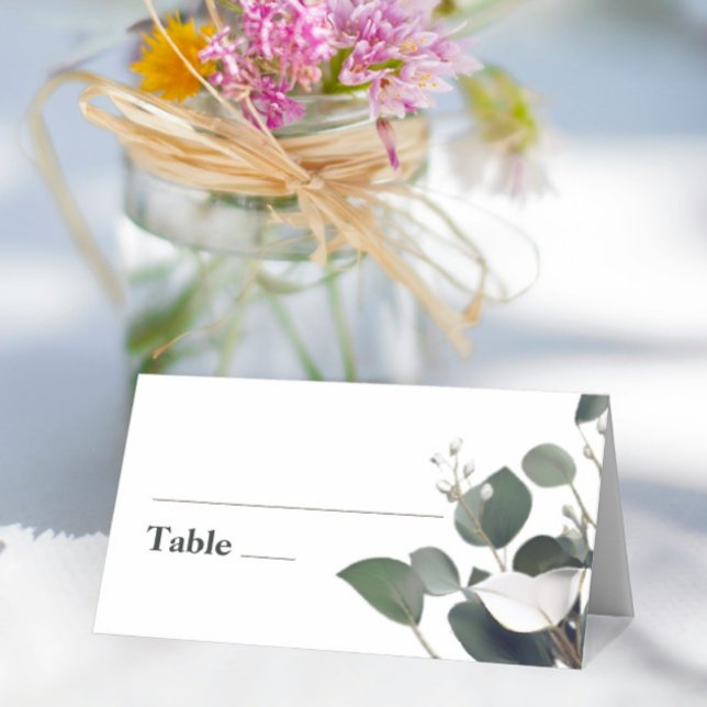 Modern Eucalyptus Bröllop Placeringskort (Modern Eucalyptus Wedding Place Card)