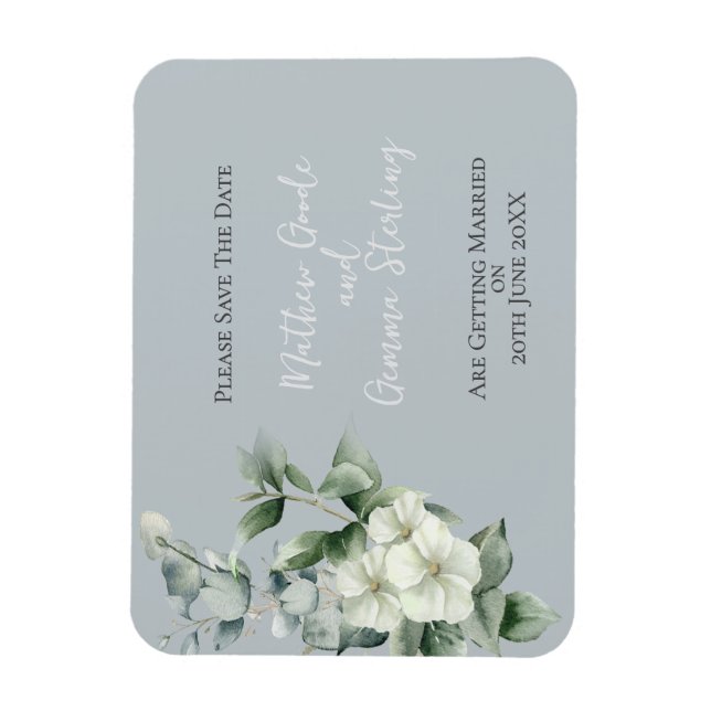 ~Modern Eucalyptus Bröllop spara datum Magnet (Vertikal)