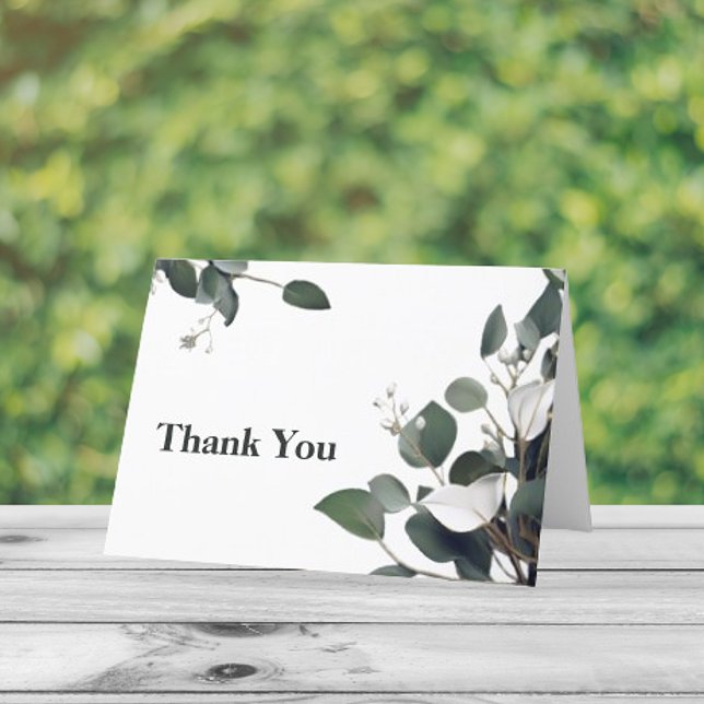Modern Eucalyptus Bröllop Tack Kort (Modern Eucalyptus Wedding Thank You Card)