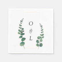 Modern Eucalyptus Calligraphy Monogram Bröllop