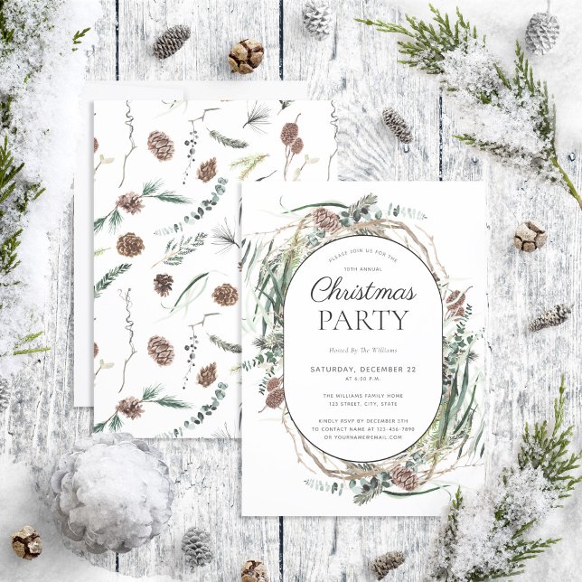 Modern Eucalyptus Dusty Winter jul Party Inbjudningar (Skapare uppladdad)