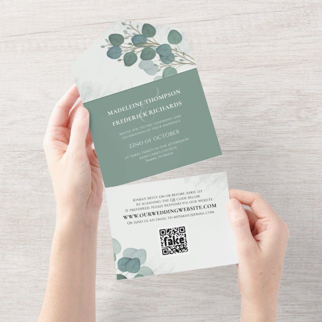 Modern Eucalyptus Elegant Rustic Foliage QR-kod (Tearaway)