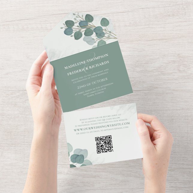 Modern Eucalyptus Elegant Rustic Foliage QR-kod (Tearaway)