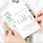 Modern Eucalyptus Elegant Script Bröllop Inbjudningar<br><div class="desc">Modern Eucalyptus Elegant Script Bröllop. Elegant minimalistiskt botaniskt stil,  med ett handskrivet skript för Bröllop och resten av texten kan du lätt anpassa. En elegant gren av vattenfärgen eucalyptus lämnar springa nedåt på den lämnat sidan.</div>