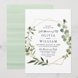 Modern Eucalyptus Foliage Geometric Ram Bröllop Inbjudningar