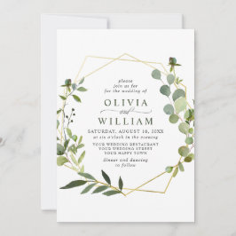 Modern Eucalyptus Foliage Geometric Ram Bröllop Inbjudningar