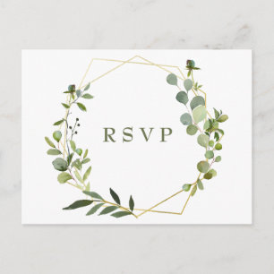 Modern Eucalyptus Geometric Ram Bröllop OSA Vykort